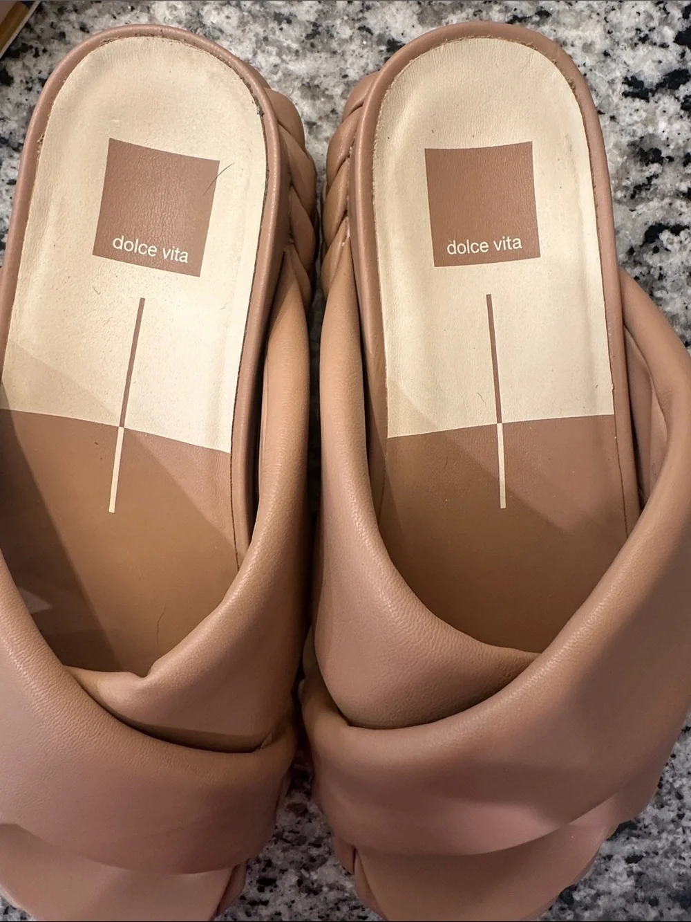Dolce Vita Tan Braided Crossover Platform Slides